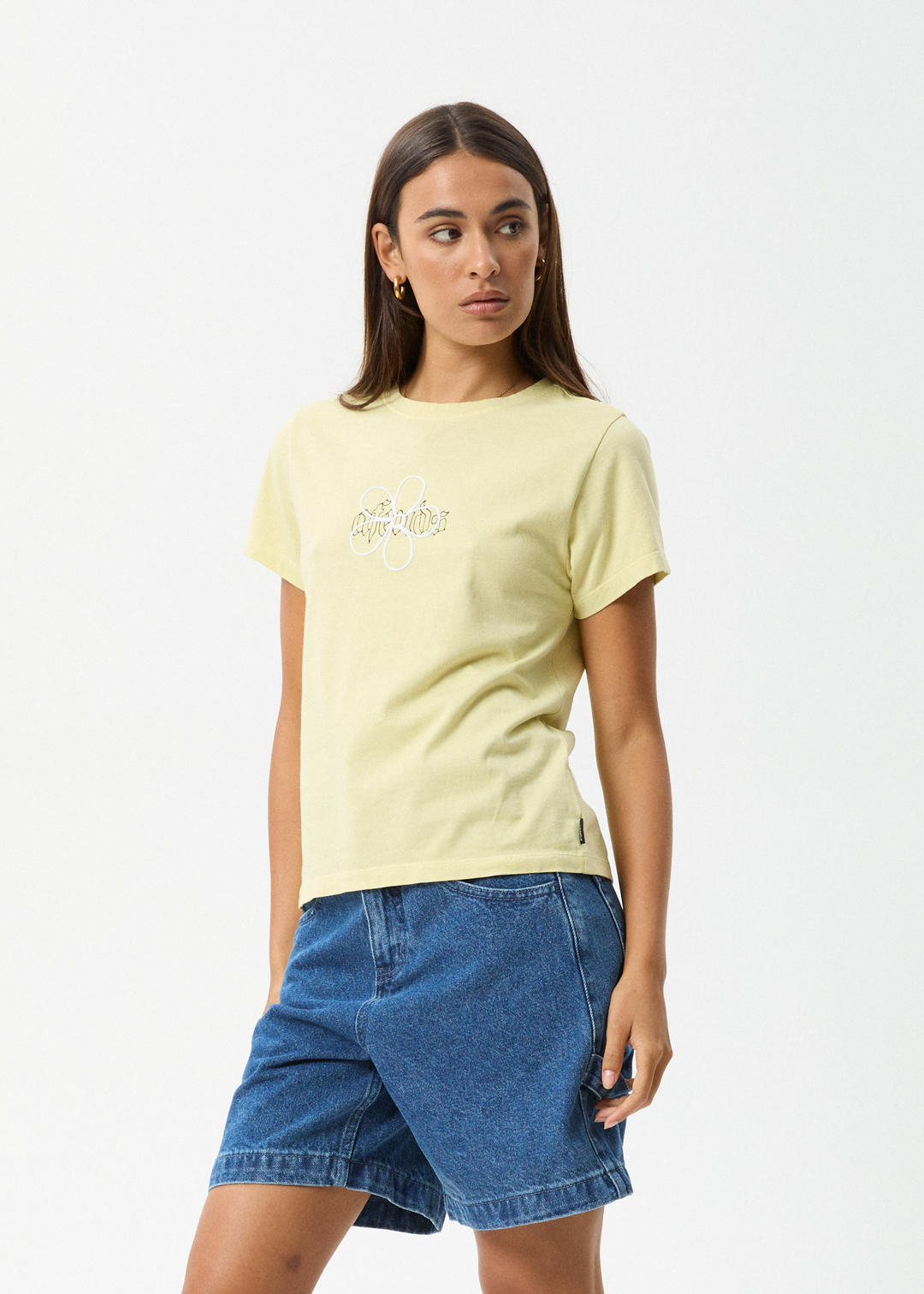 AFENDS Womens Heidi - Regular Tee - Lemongrass 