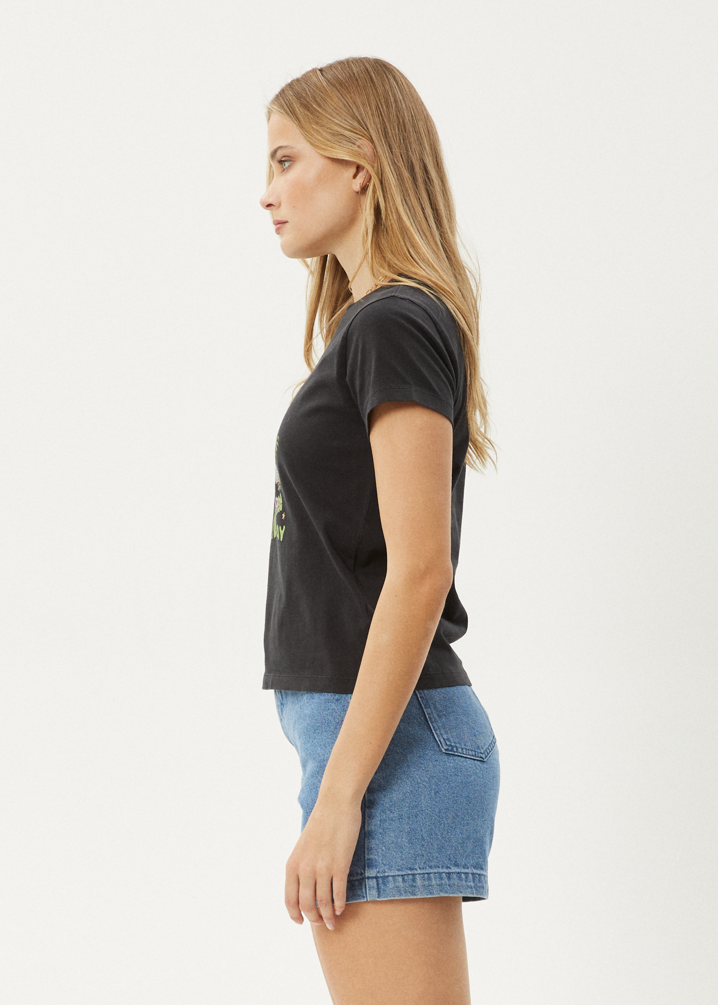 AFENDS Womens Greetings - Regular Tee - Stone Black