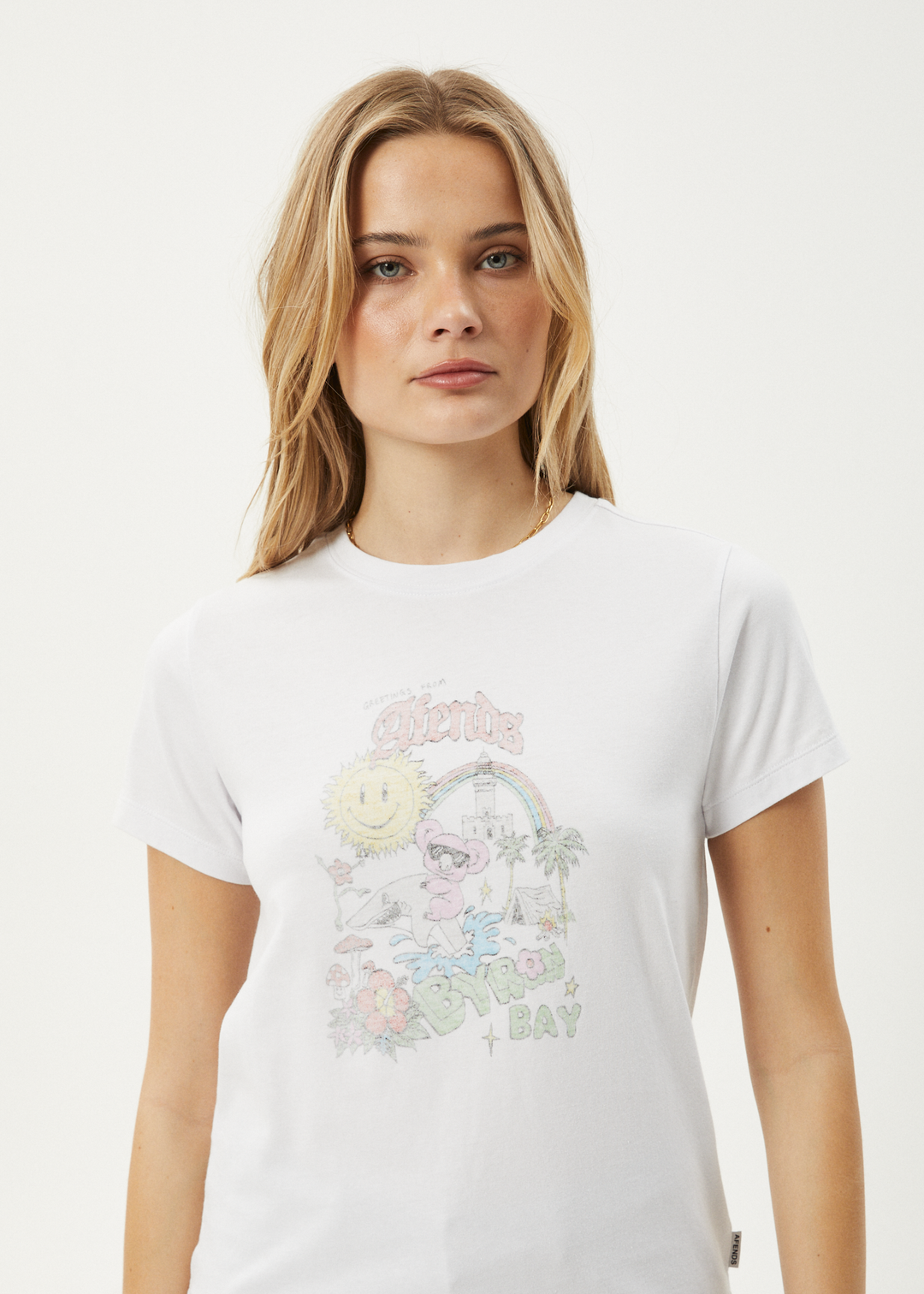 AFENDS Womens Greetings - Regular Tee - White 