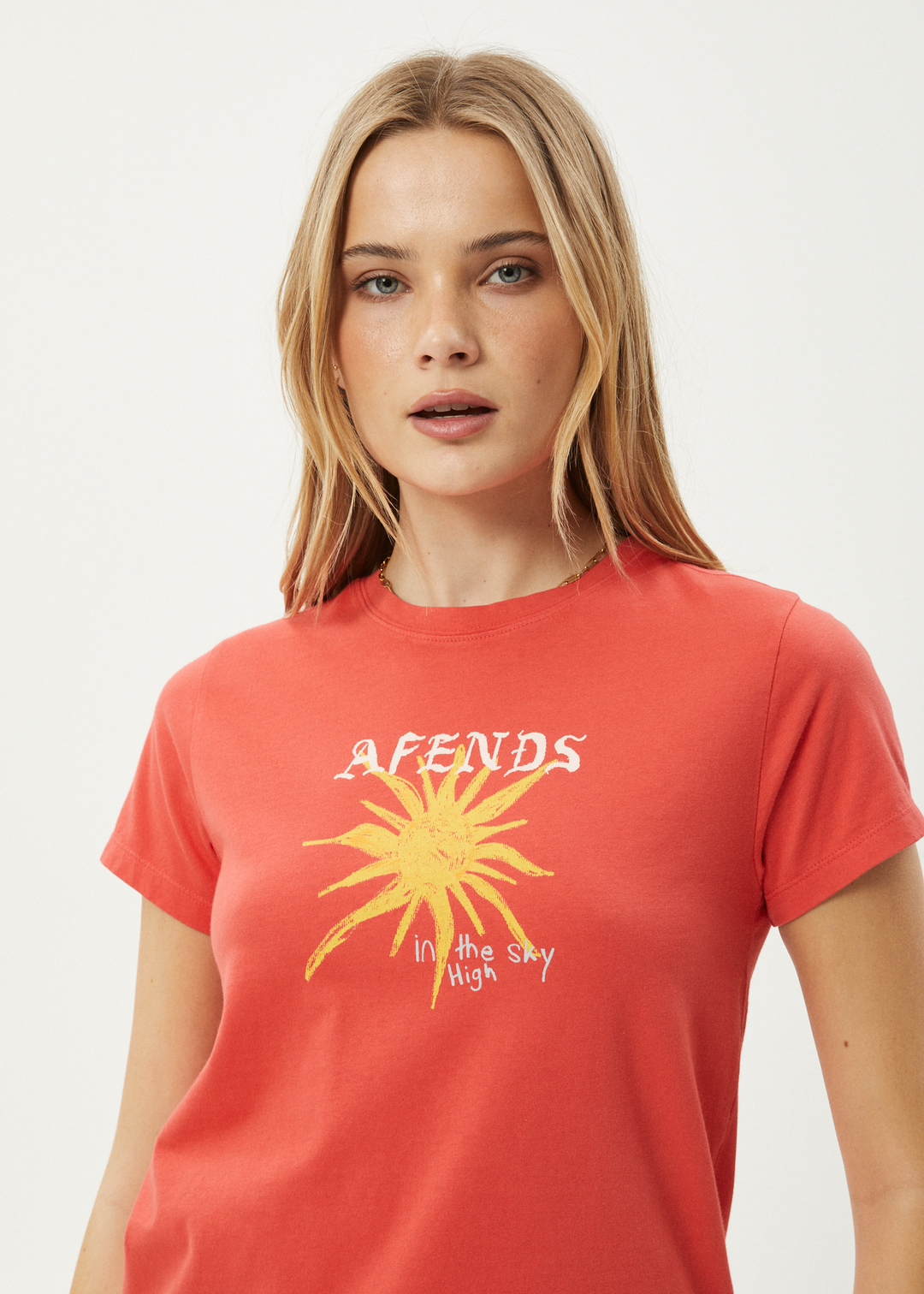 AFENDS Womens Sky High - Regular Tee - Washed Tomato 