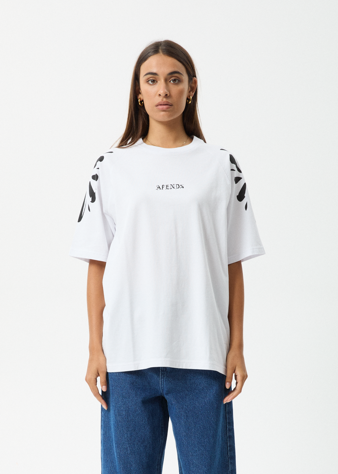 AFENDS Womens Dash - Oversized Raglan Tee - White 