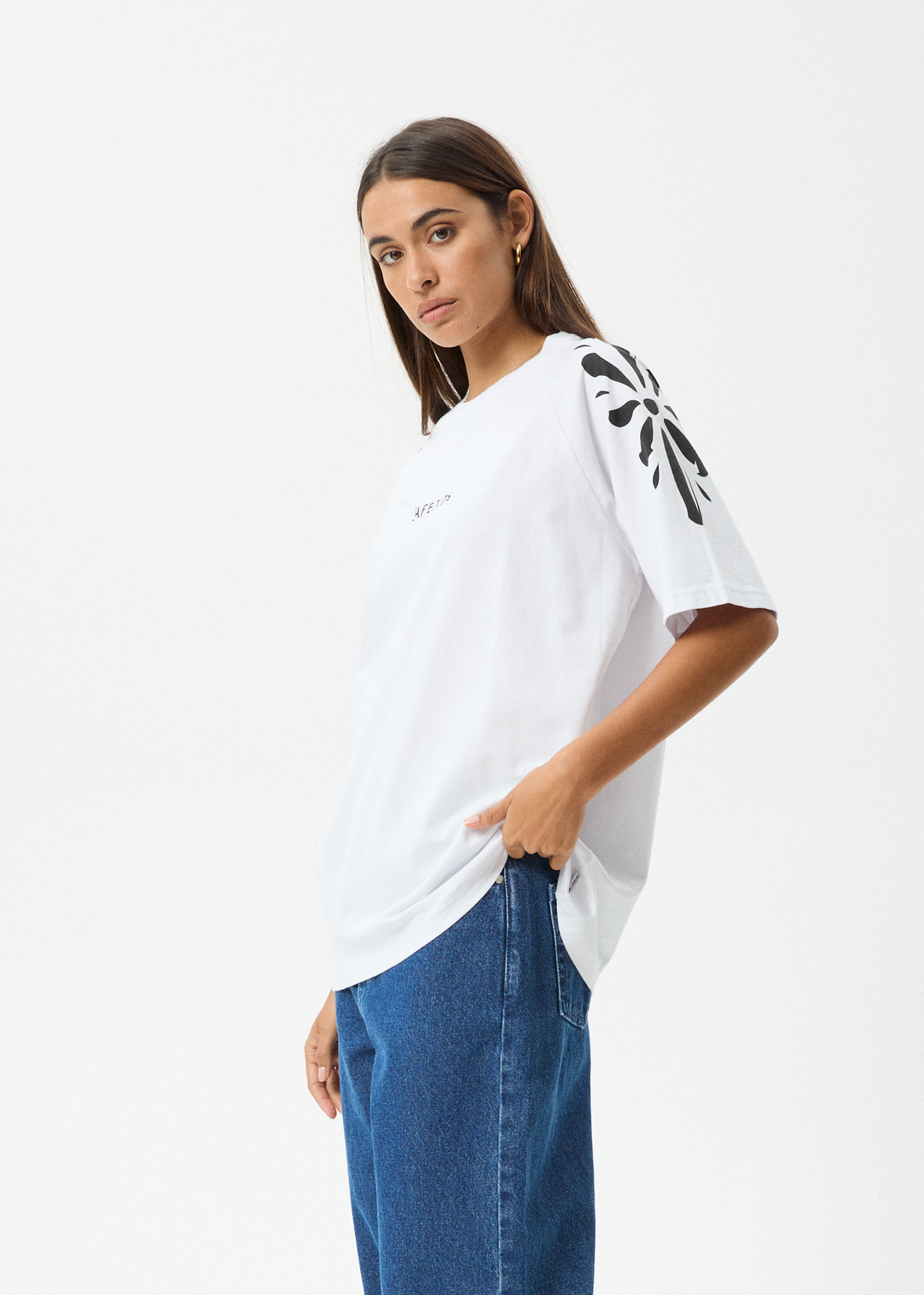 AFENDS Womens Dash - Oversized Raglan Tee - White 