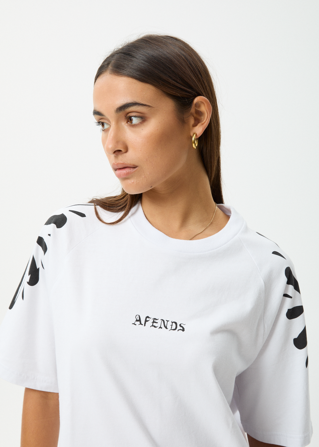 AFENDS Womens Dash - Oversized Raglan Tee - White 