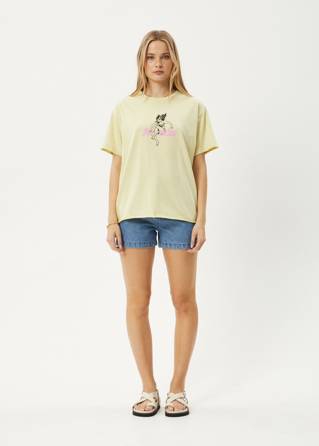 AFENDS Womens No Fury - Oversized Tee - Lemongrass 