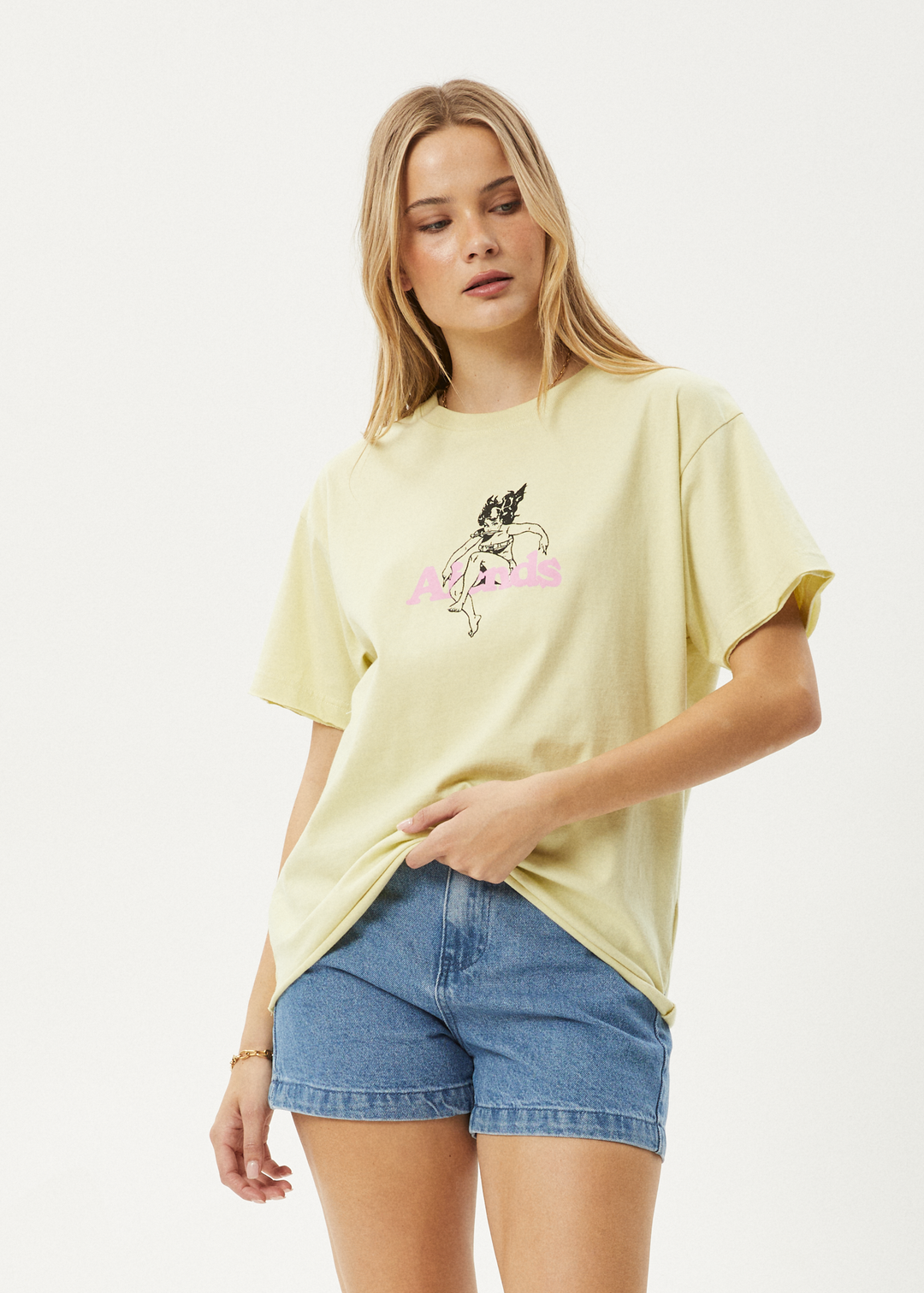 AFENDS Womens No Fury - Oversized Tee - Lemongrass 