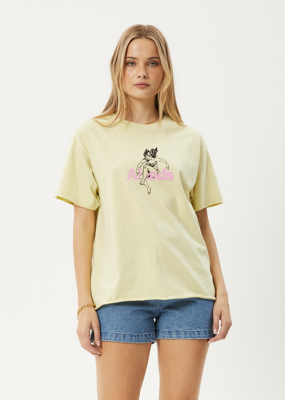 AFENDS Womens No Fury - Oversized Tee - Lemongrass 