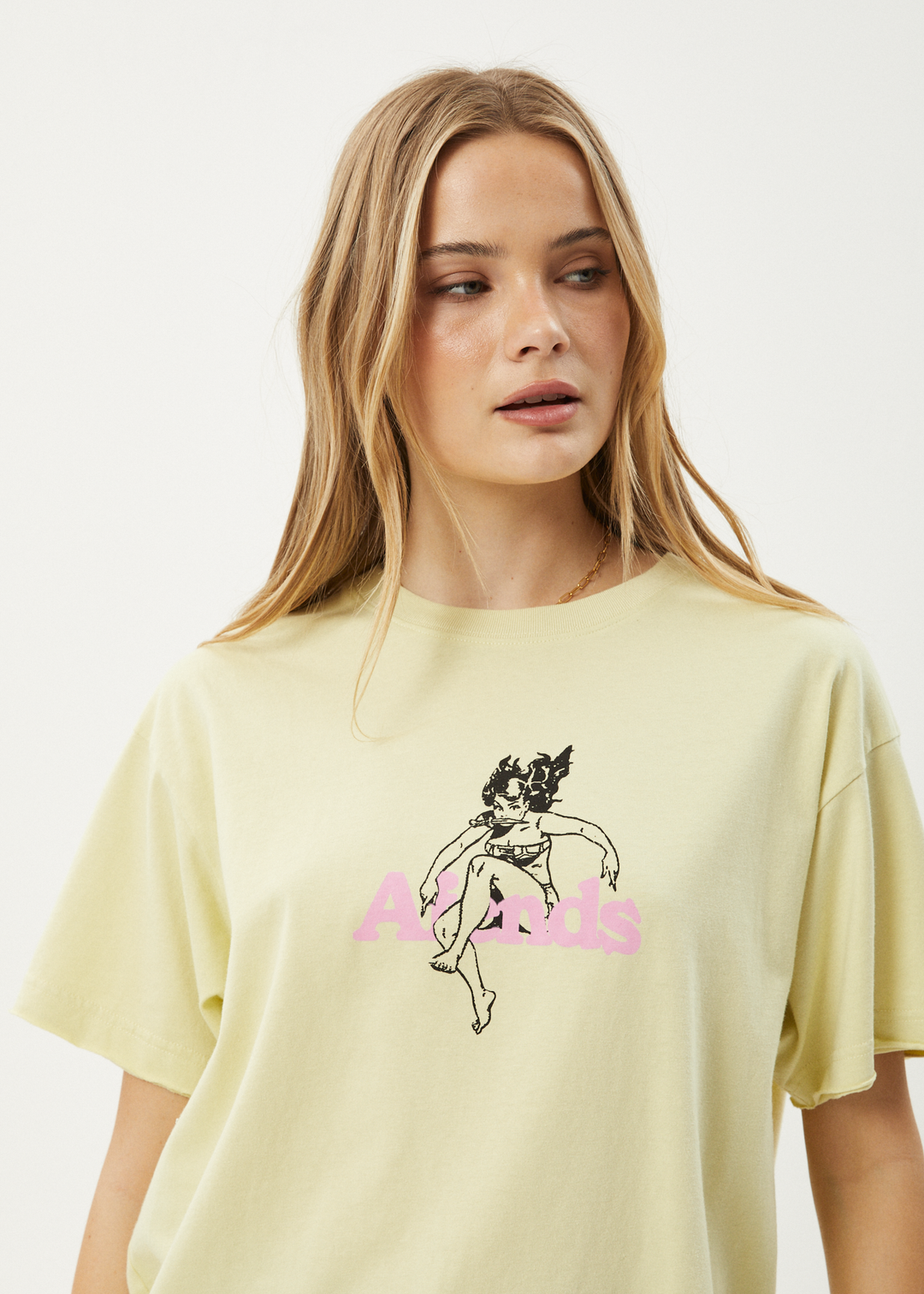 AFENDS Womens No Fury - Oversized Tee - Lemongrass 