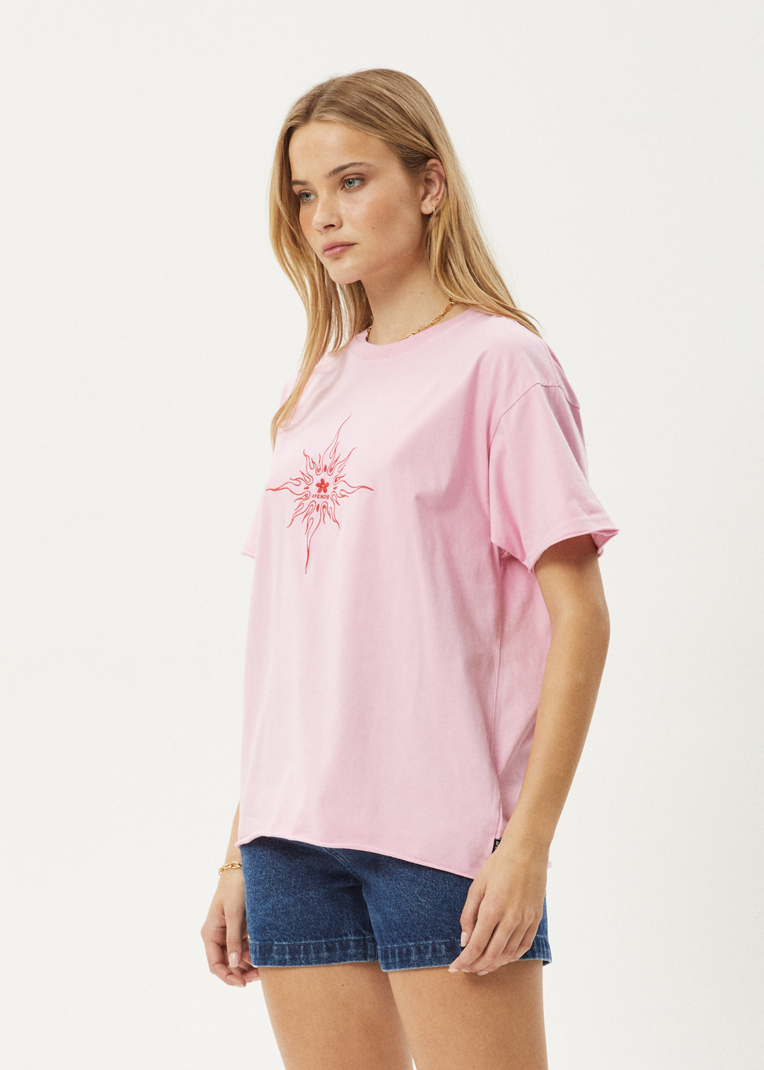 AFENDS Womens Sunny - Oversized Tee - Pink 