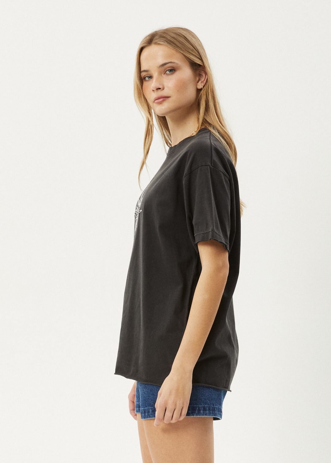 AFENDS Womens Sunny - Oversized Tee - Stone Black 