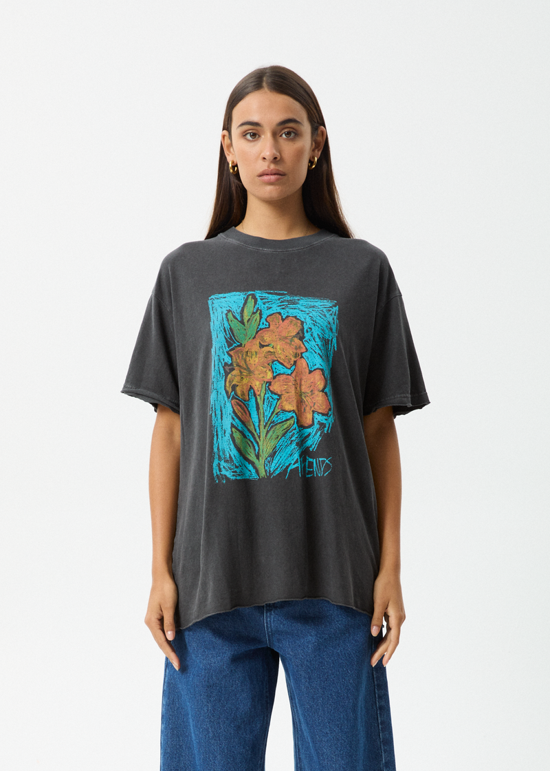 AFENDS Womens Still Life - Oversized Tee - Stone Black