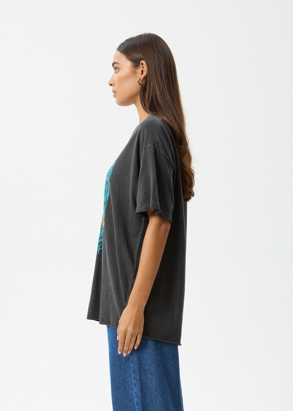 AFENDS Womens Still Life - Oversized Tee - Stone Black