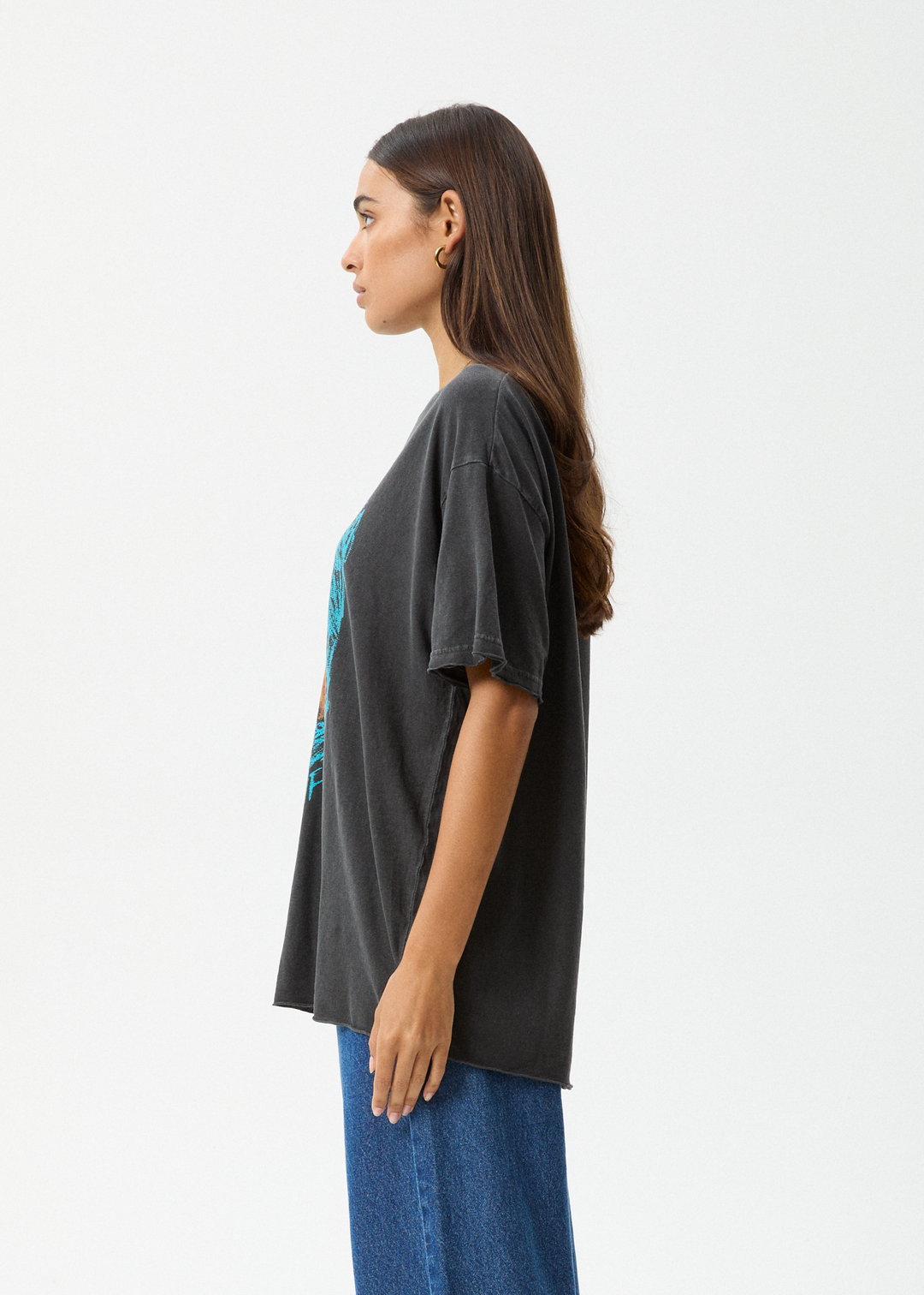 AFENDS Womens Still Life - Oversized Tee - Stone Black 