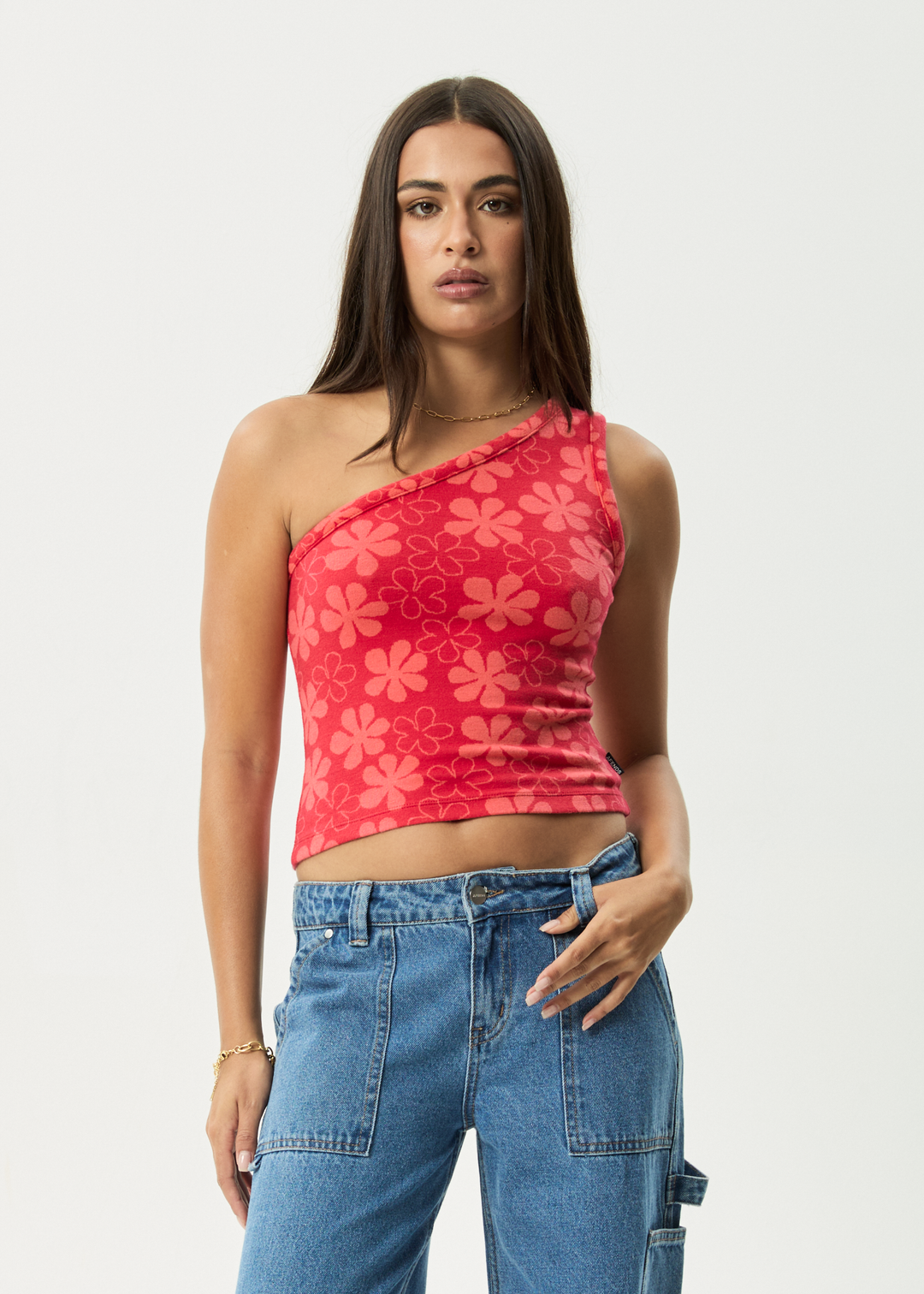 AFENDS Womens Valerie - One Shoulder Top - Tomato