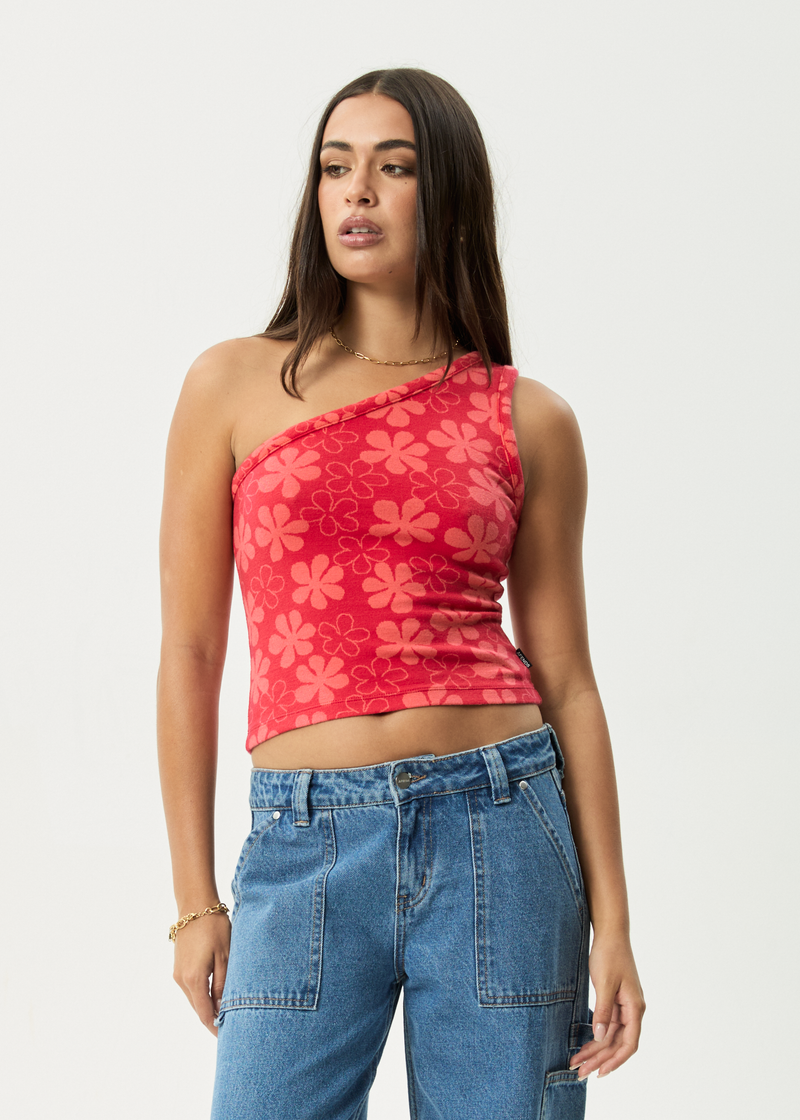 AFENDS Womens Valerie - One Shoulder Top - Tomato