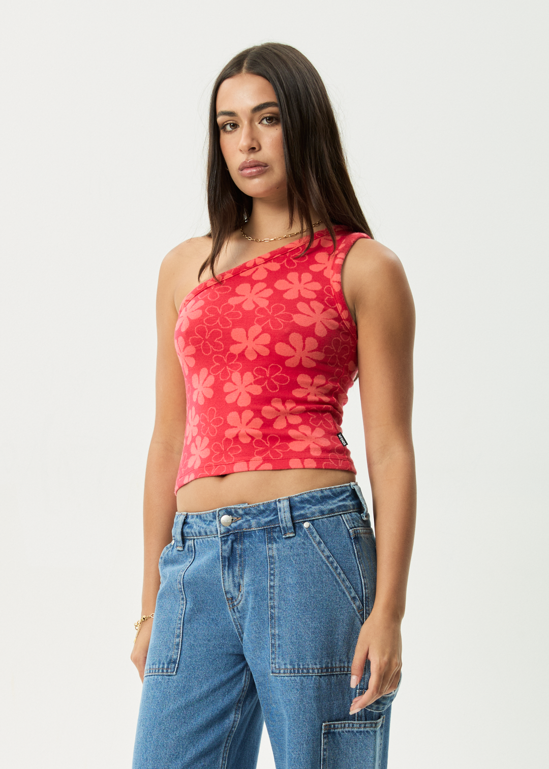 AFENDS Womens Valerie - One Shoulder Top - Tomato