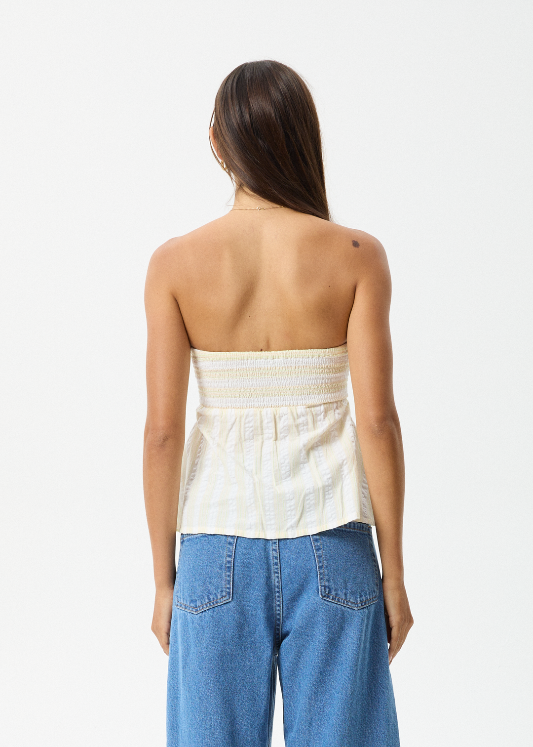 AFENDS Womens Splice - Strapless Top - White / Lemongrass 