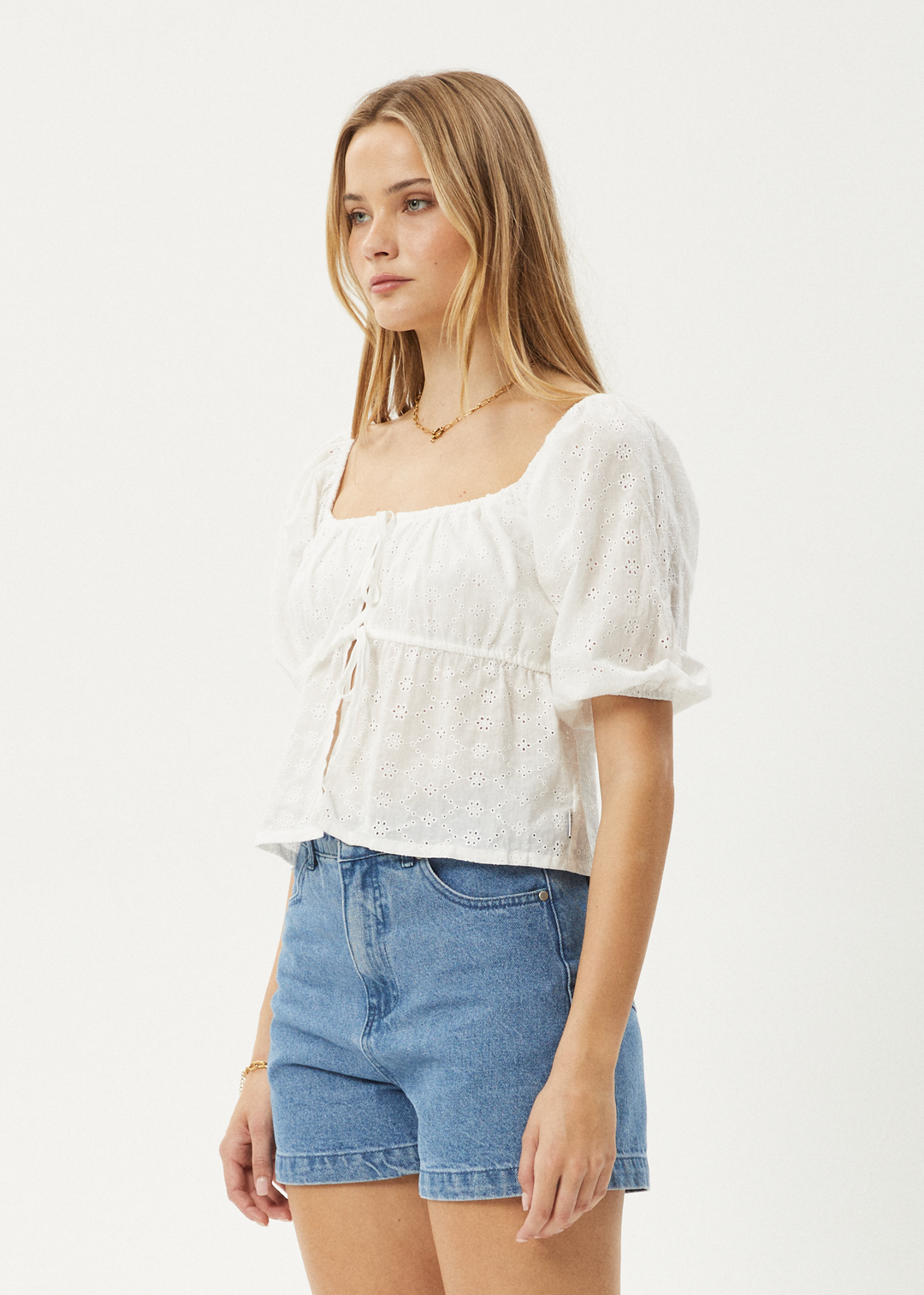 AFENDS Womens Marlow - Tie Front Top - White 