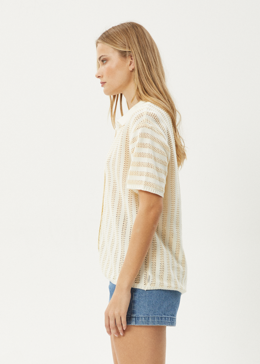 AFENDS Womens Claudia - Knit Shirt - White / Sand 