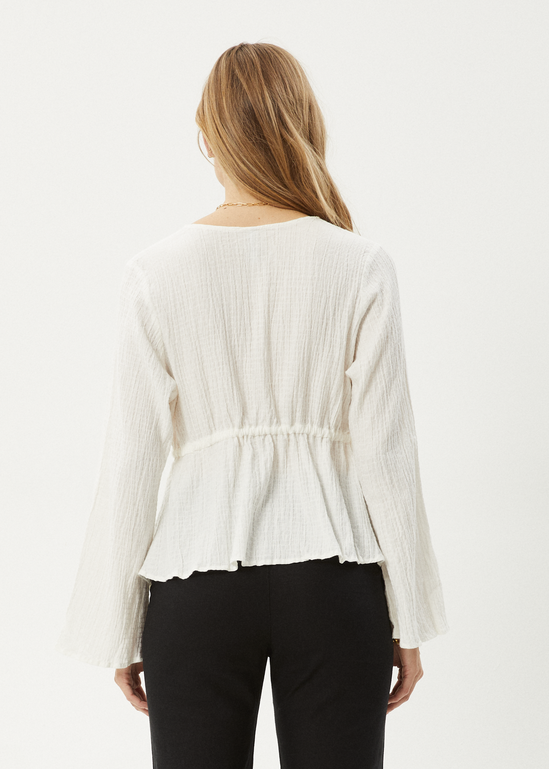 AFENDS Womens Focus - Seersucker Tie Top - Off White 