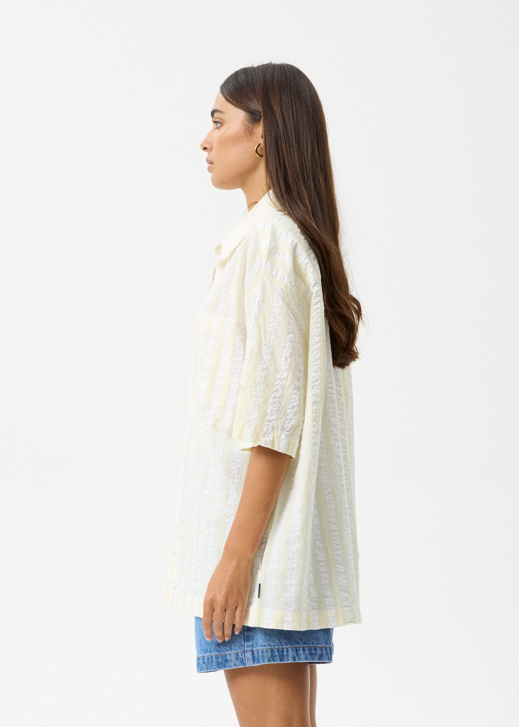 AFENDS Womens Splice - Short Sleeve Shirt - White / Lemongrass 
