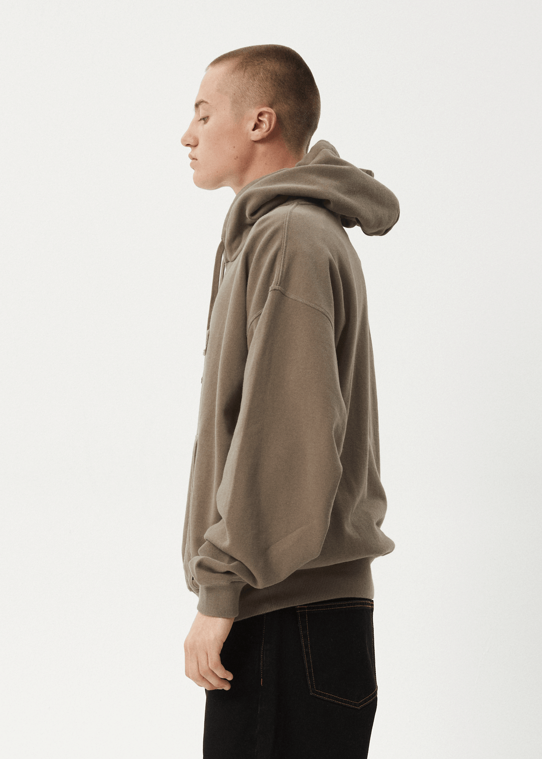 AFENDS Mens Antic - Boxy Pull On Hood - Fossil