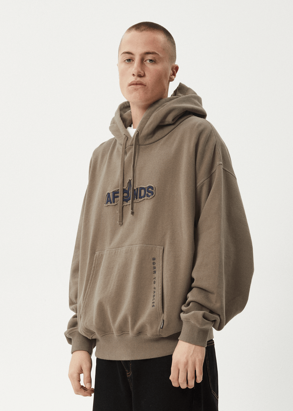 AFENDS Mens Antic - Boxy Hoodie - Fossil