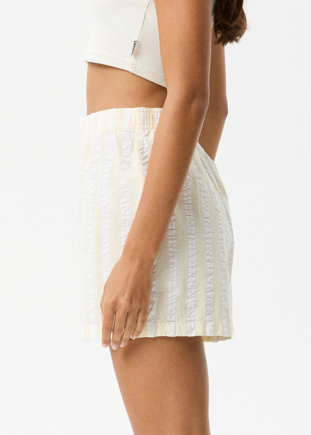 AFENDS Womens Splice - Boxer Short - White / Lemongrass