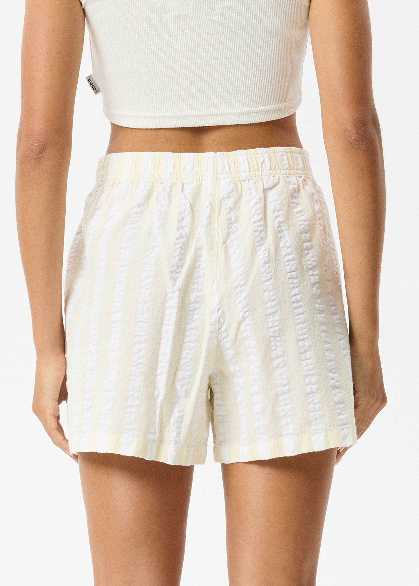 AFENDS Womens Splice - Boxer Short - White / Lemongrass