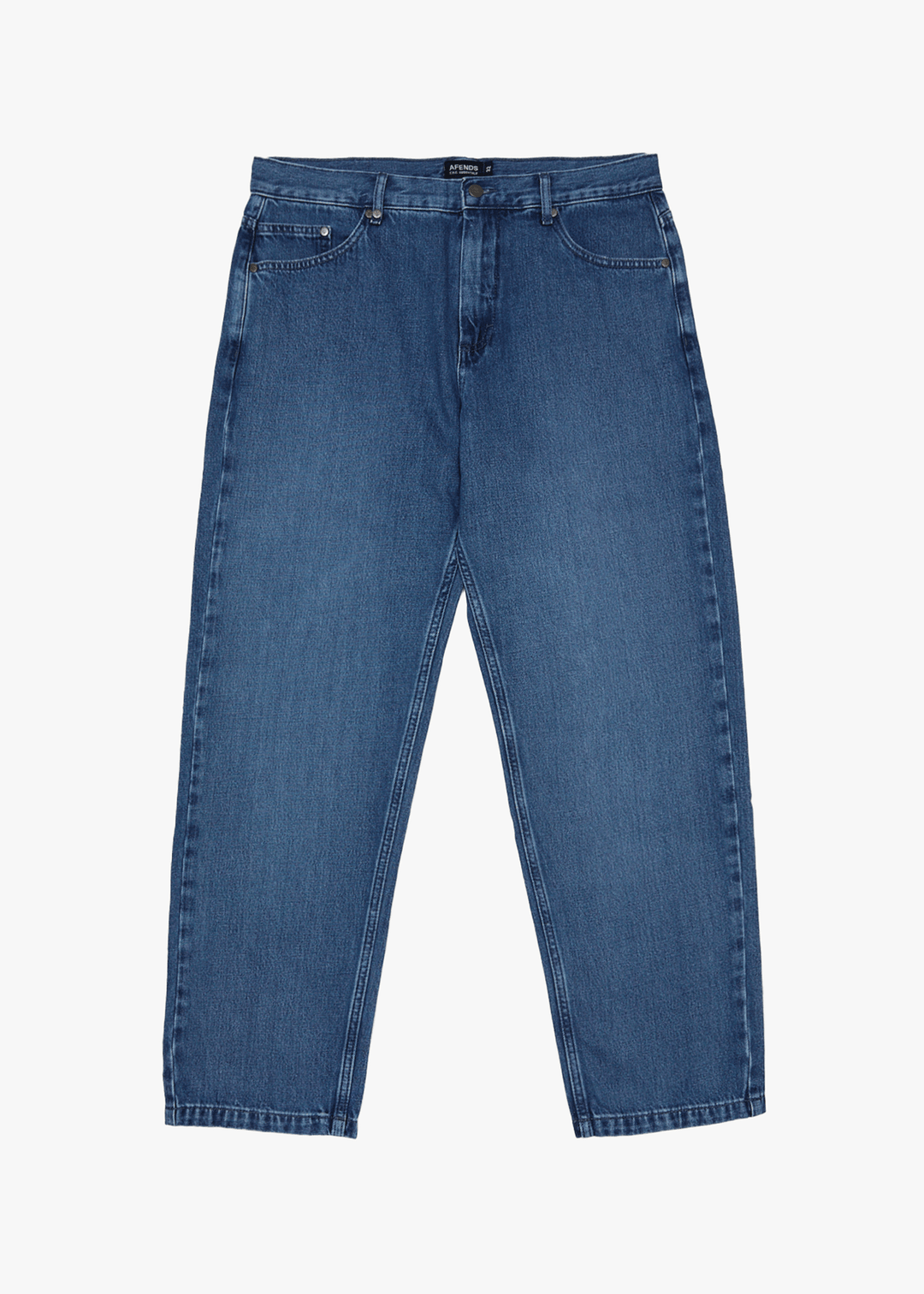 AFENDS Mens Ninety Twos - Denim Relaxed Jeans - Authentic Blue