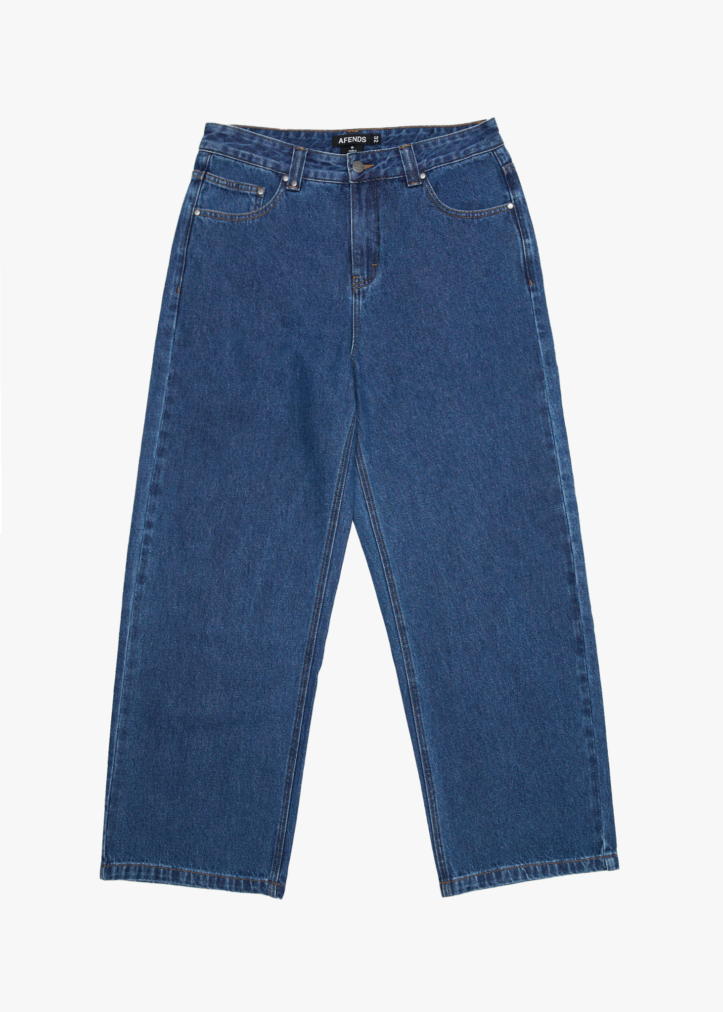 AFENDS Mens Pablo - Denim Baggy Jean - Authentic Blue