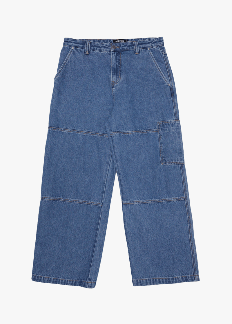 AFENDS Mens Richmond - Denim Workwear Jean - Worn Blue