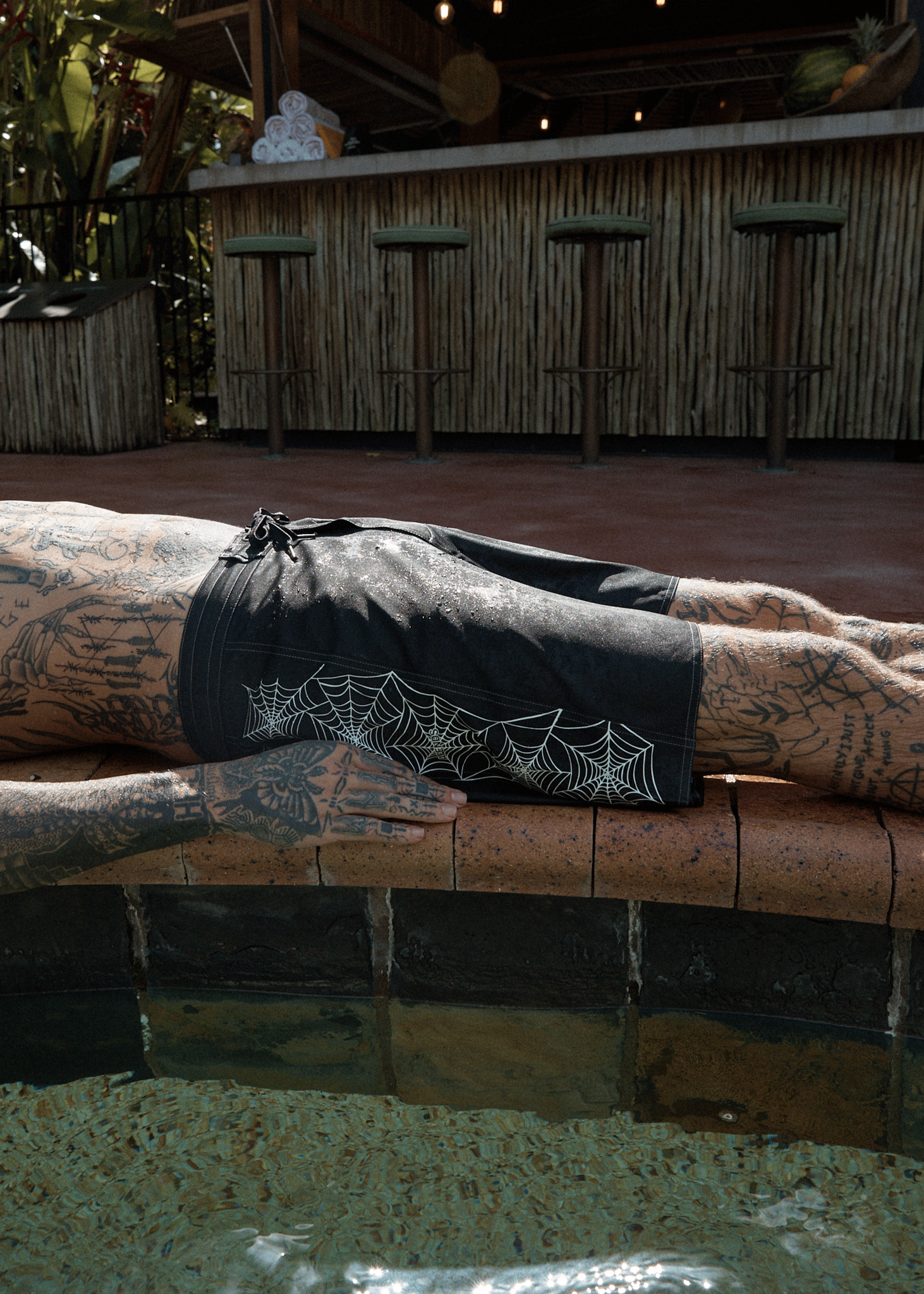 AFENDS Mens Webhead - Surf Related Boardshort 18" - Black