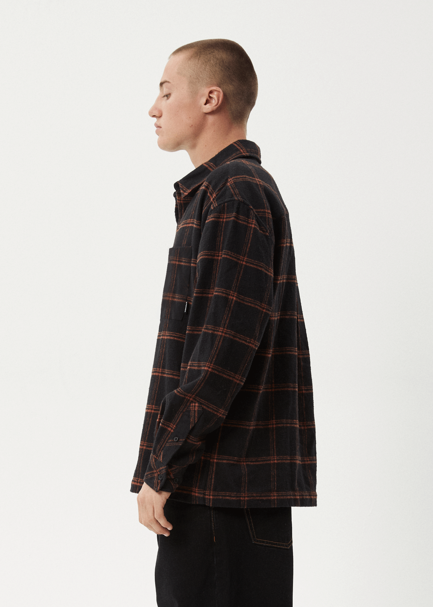 AFENDS Mens Terror - Flannel Shirt - Black Check