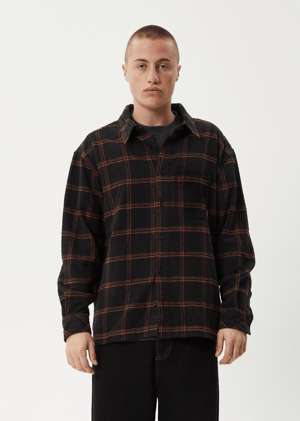 AFENDS Mens Terror - Flannel Shirt - Black Check