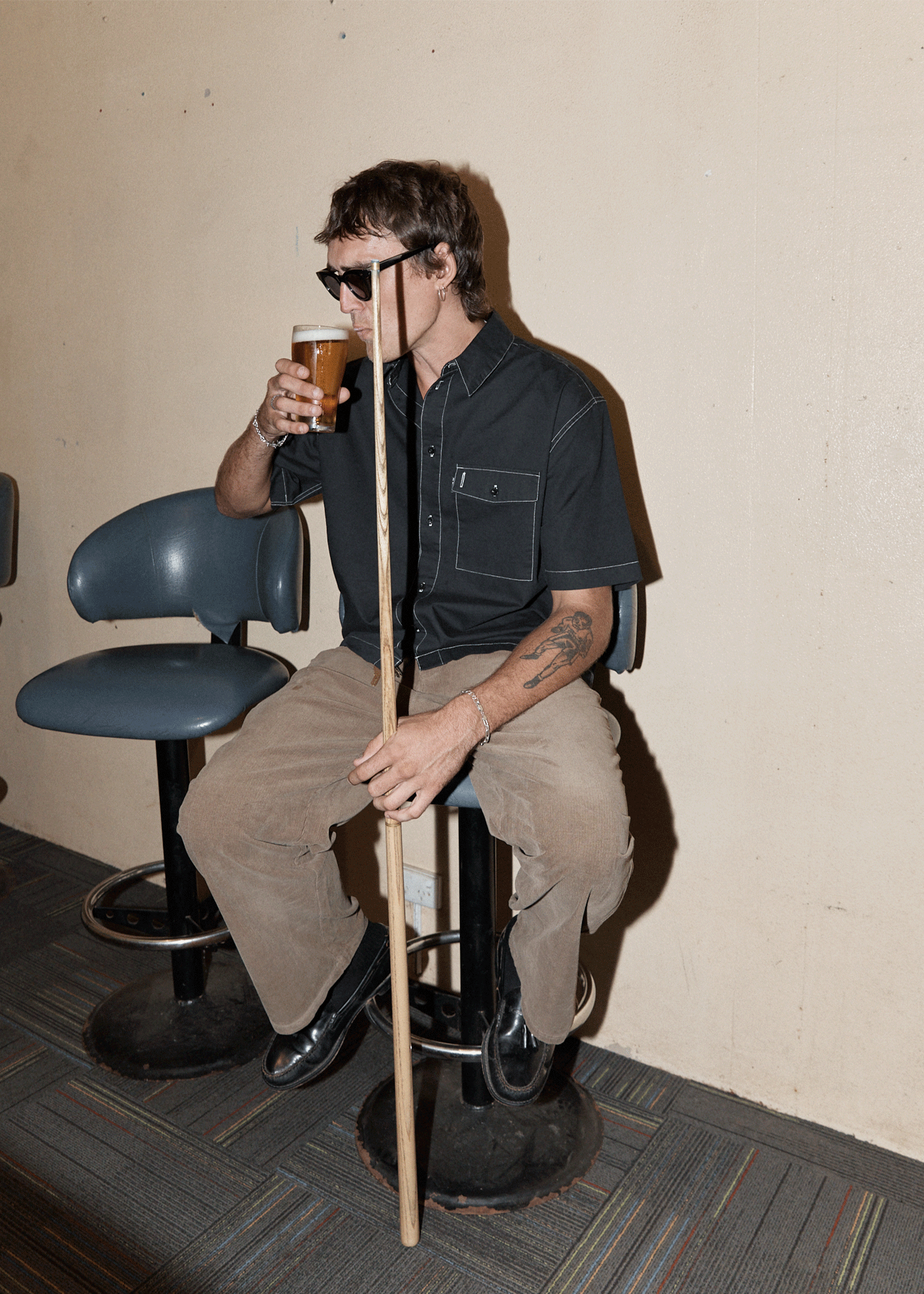 AFENDS Mens Welcome Back - Corduroy Baggy Pant - Fossil