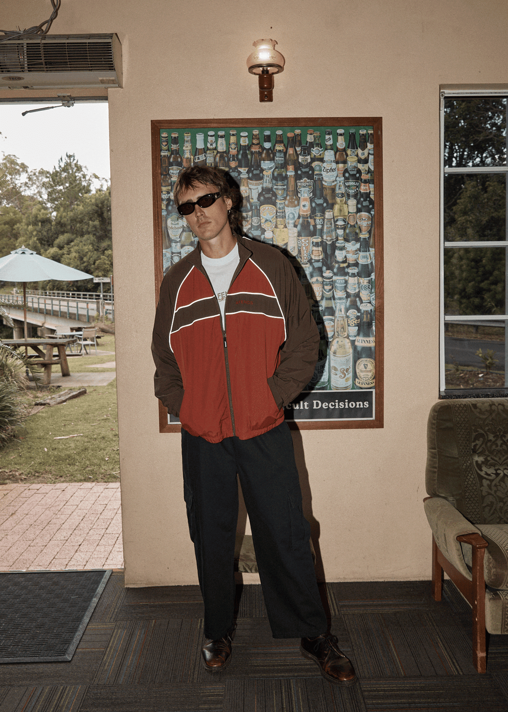 AFENDS Mens Spicy - Sports Spray Jacket - Burgundy