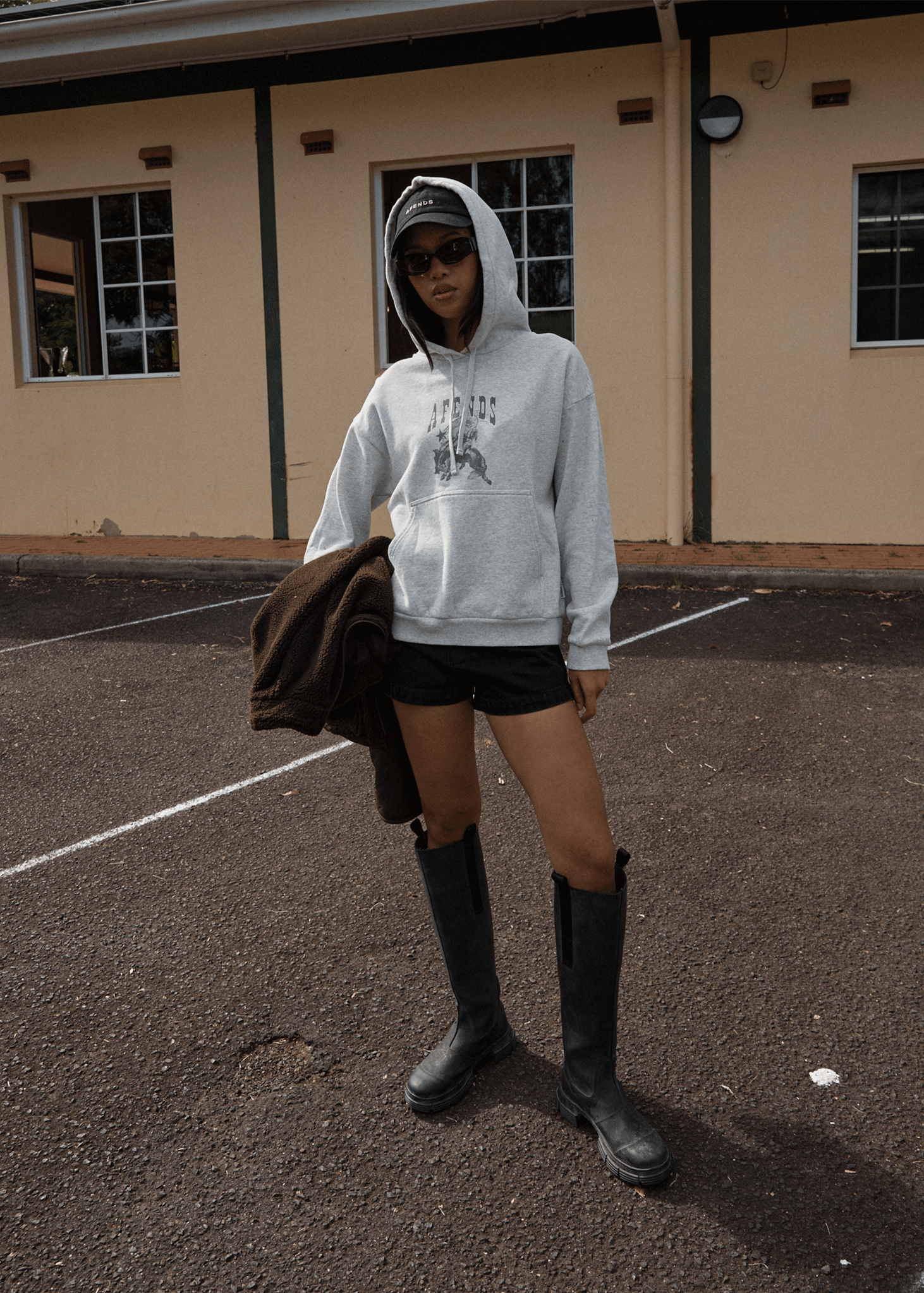 AFENDS Womens Cosmic Cow - Hoodie - Grey Marle