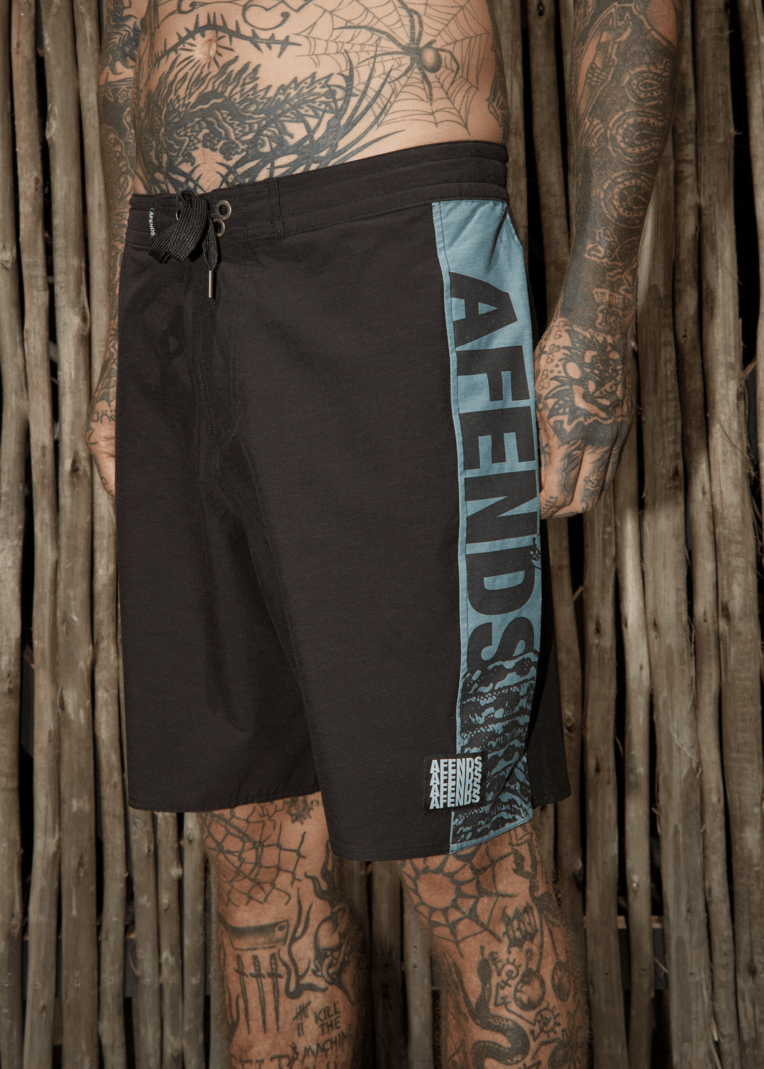 AFENDS Mens Tread - Surf Related Boardshorts 20" - Black