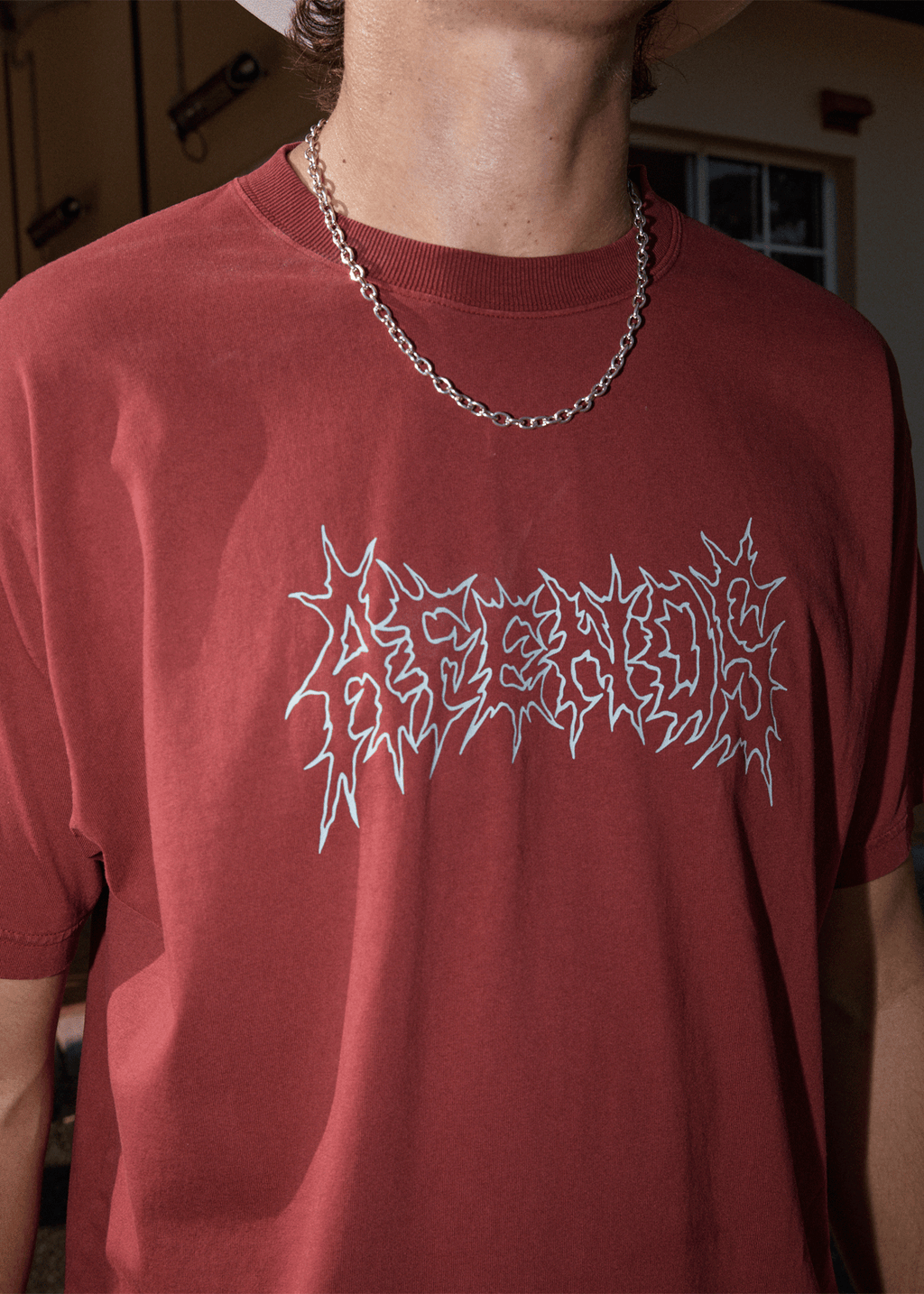 AFENDS Mens Mental - Boxy Tee - Washed Burgundy