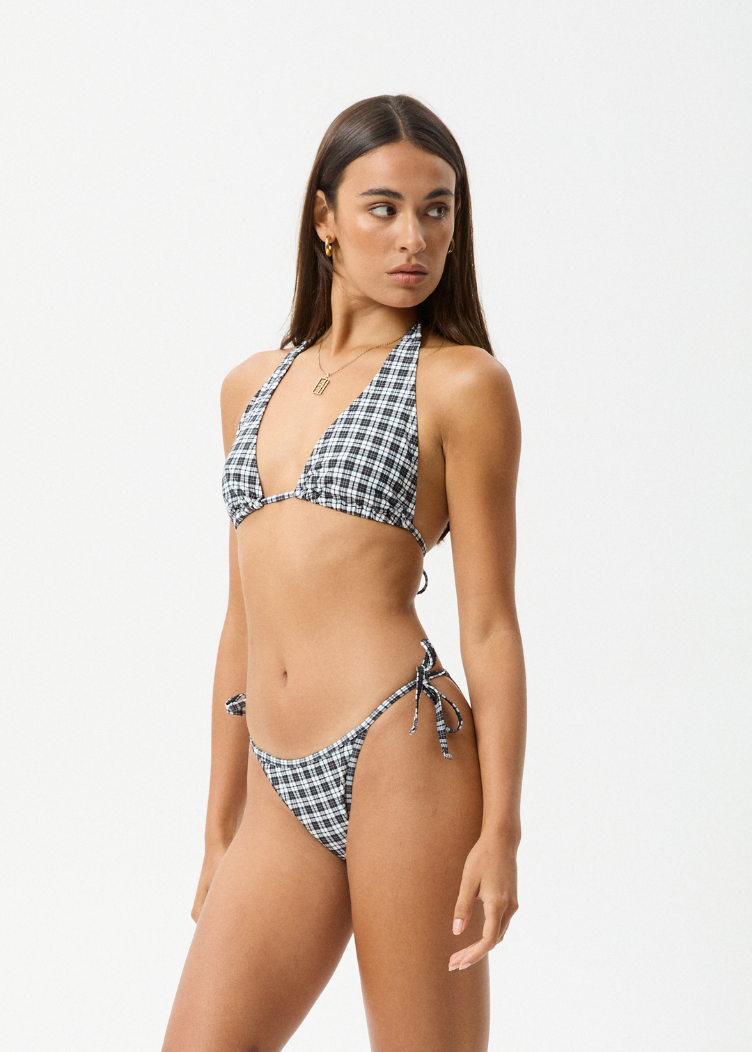 AFENDS Womens Asher - Check Bikini Top - Black Check 