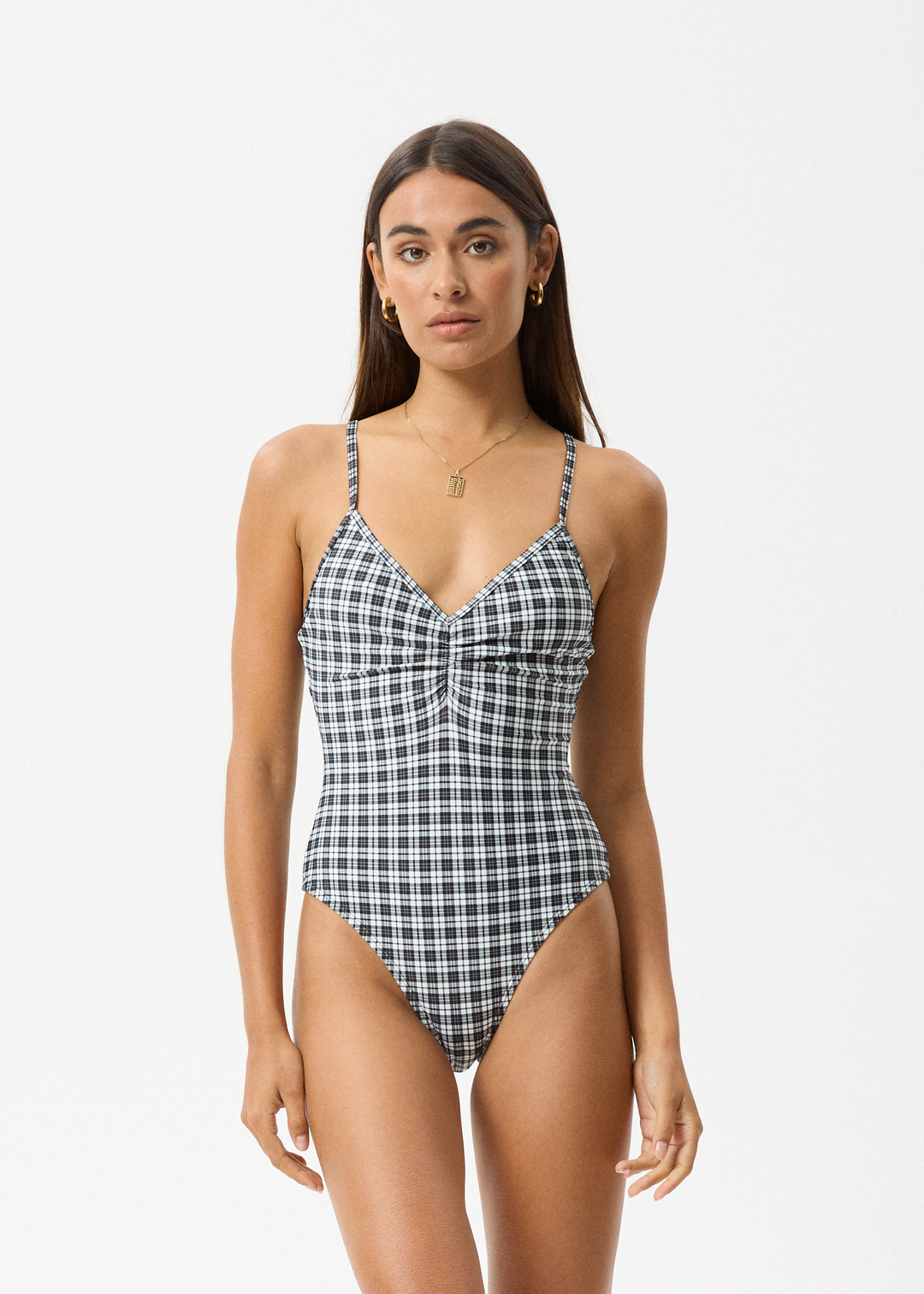 AFENDS Womens Asher - Check One Piece - Black Check 