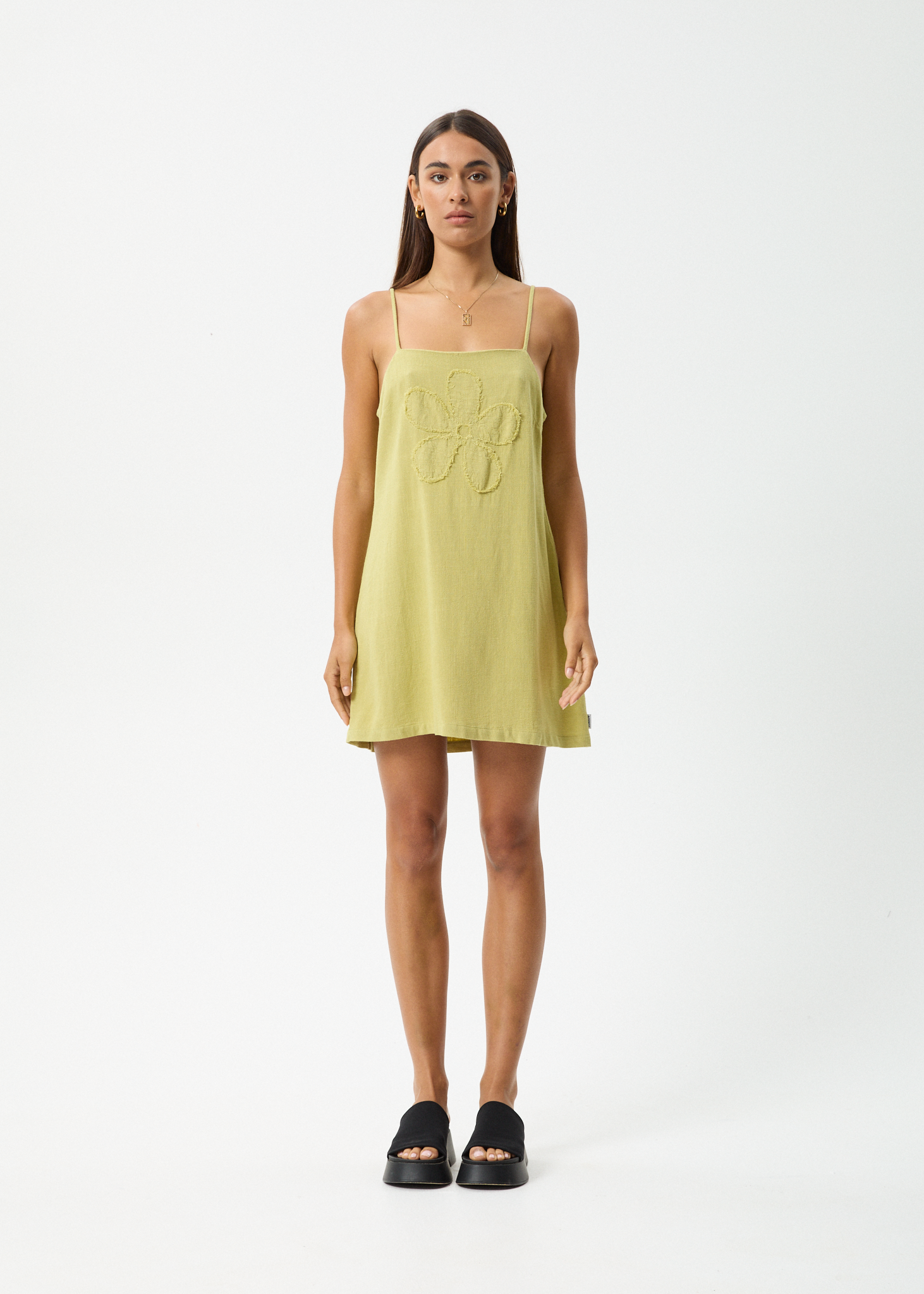 AFENDS Womens Amaya Mini Dress Lemongrass