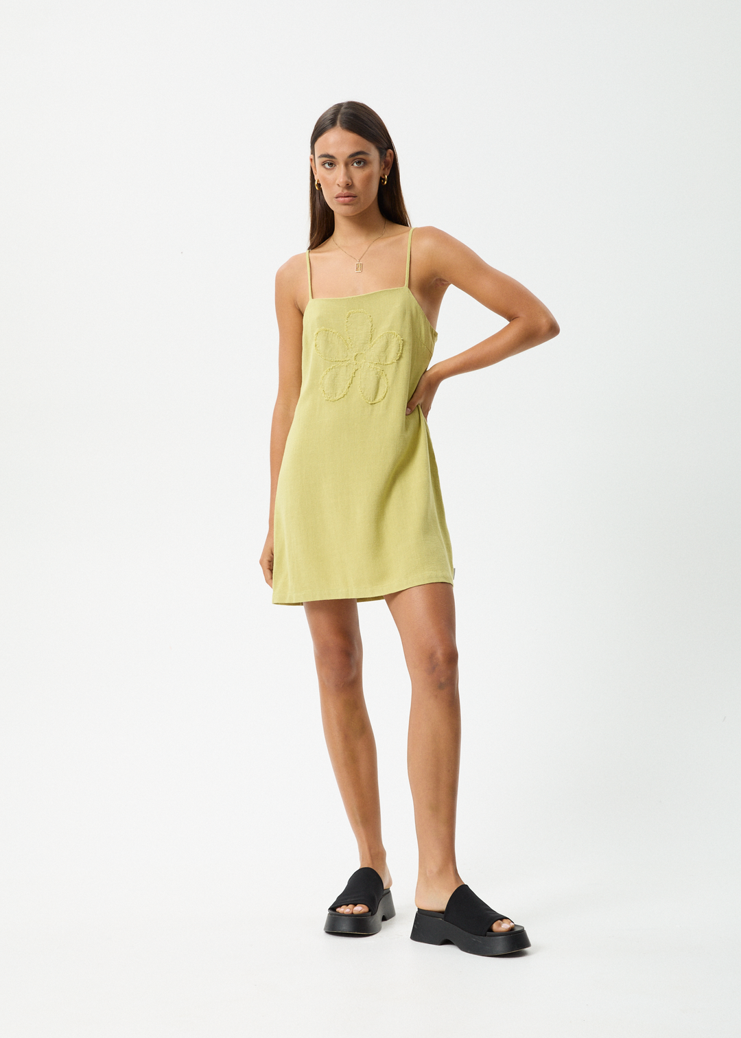 AFENDS Womens Amaya - Mini Dress - Lemongrass 