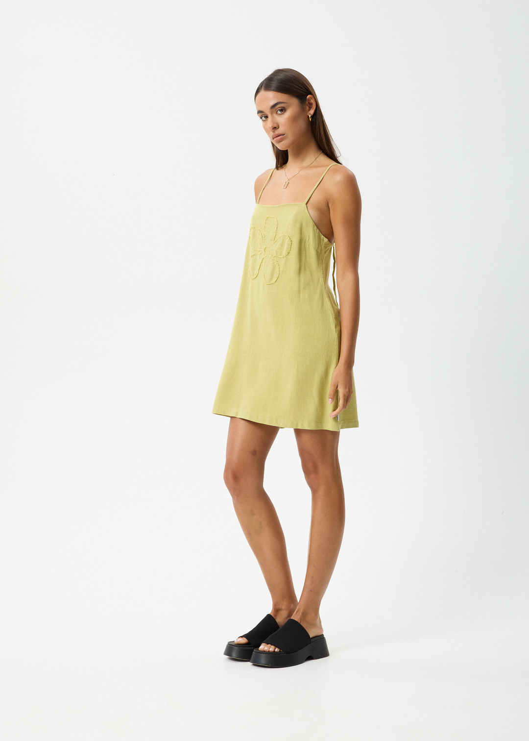 AFENDS Womens Amaya - Mini Dress - Lemongrass 