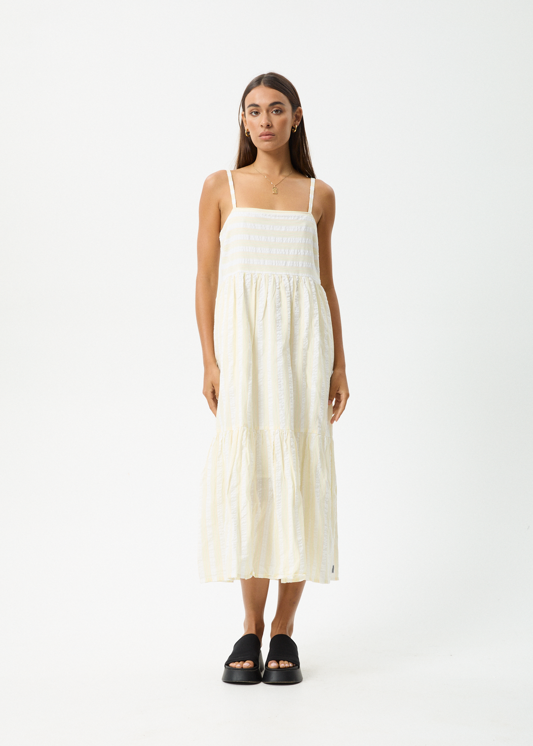 AFENDS Womens Splice - Maxi Dress - White / Lemongrass 