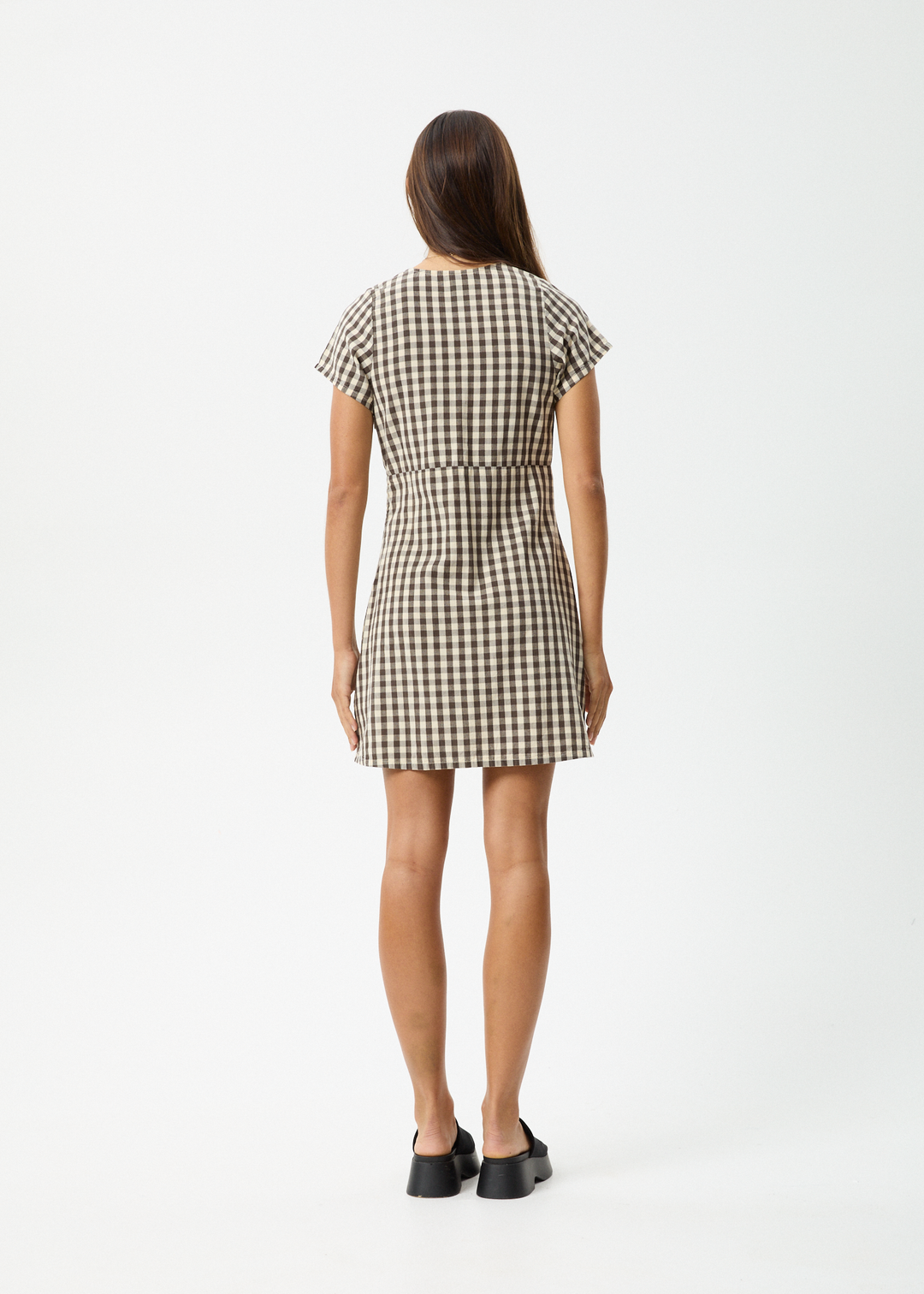 AFENDS Womens Gambet Check - Tea Dress - Black / Sand 