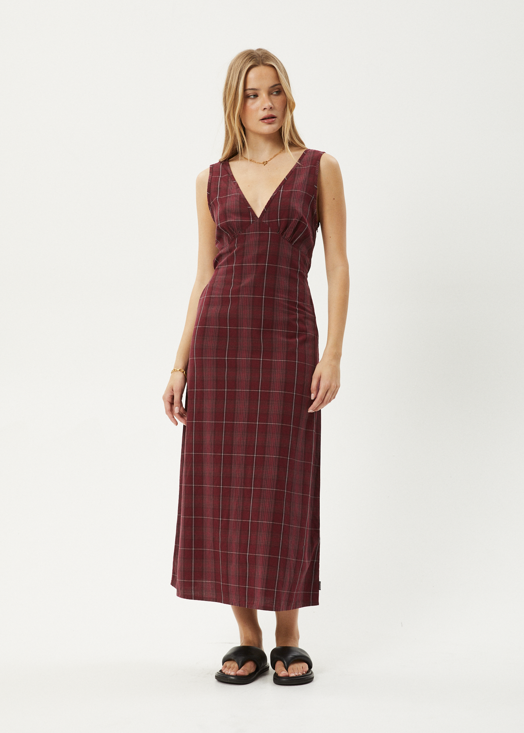 AFENDS Womens Eboni - Check Maxi Dress - Port 