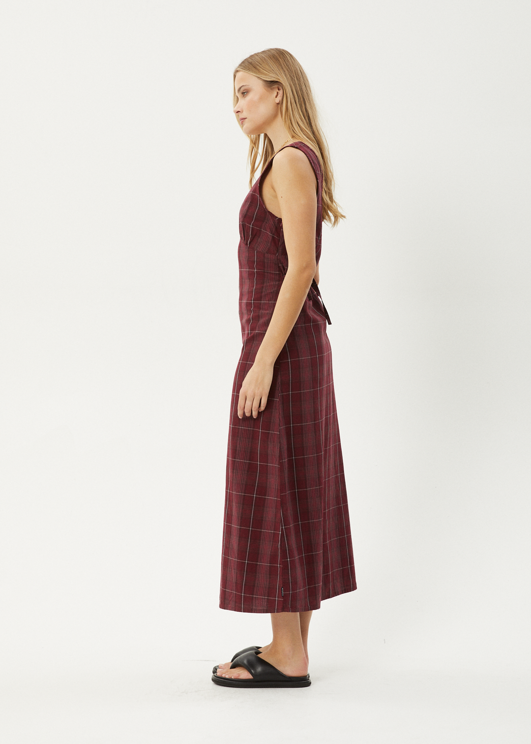 AFENDS Womens Eboni - Check Maxi Dress - Port 