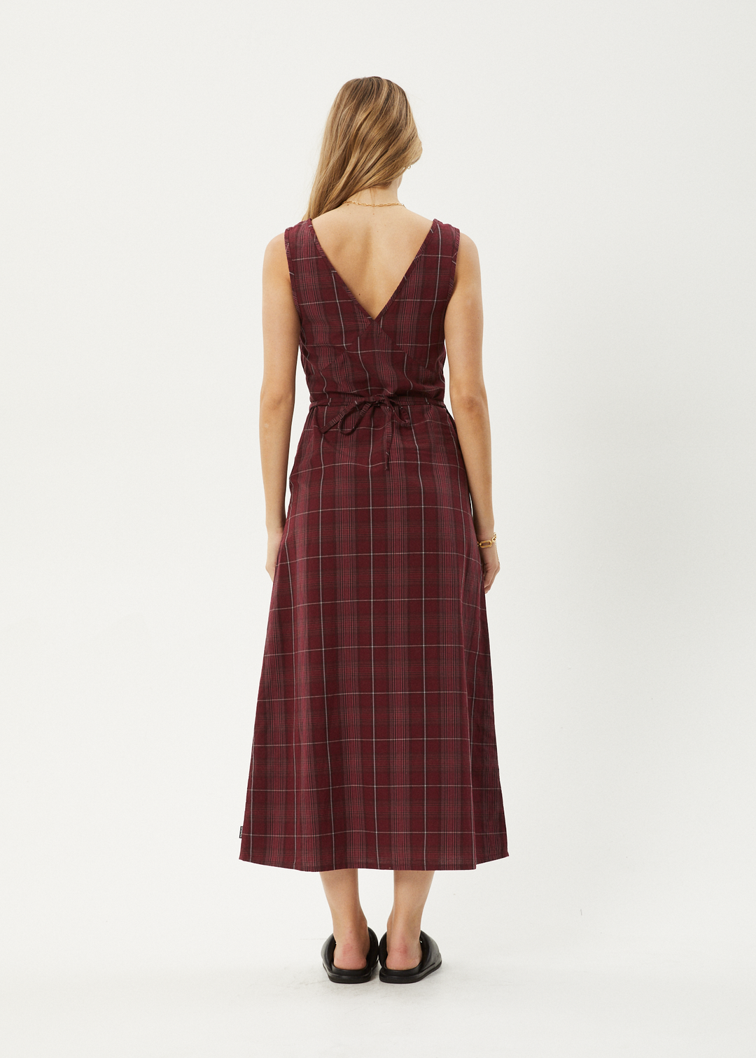 AFENDS Womens Eboni - Check Maxi Dress - Port 