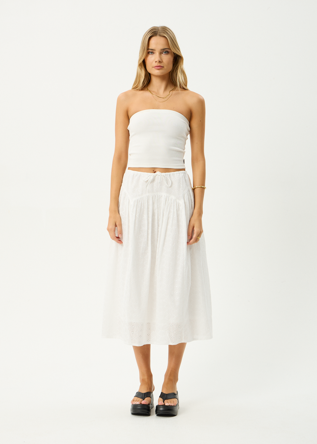 AFENDS Womens Marlow - Midi Skirt - White
